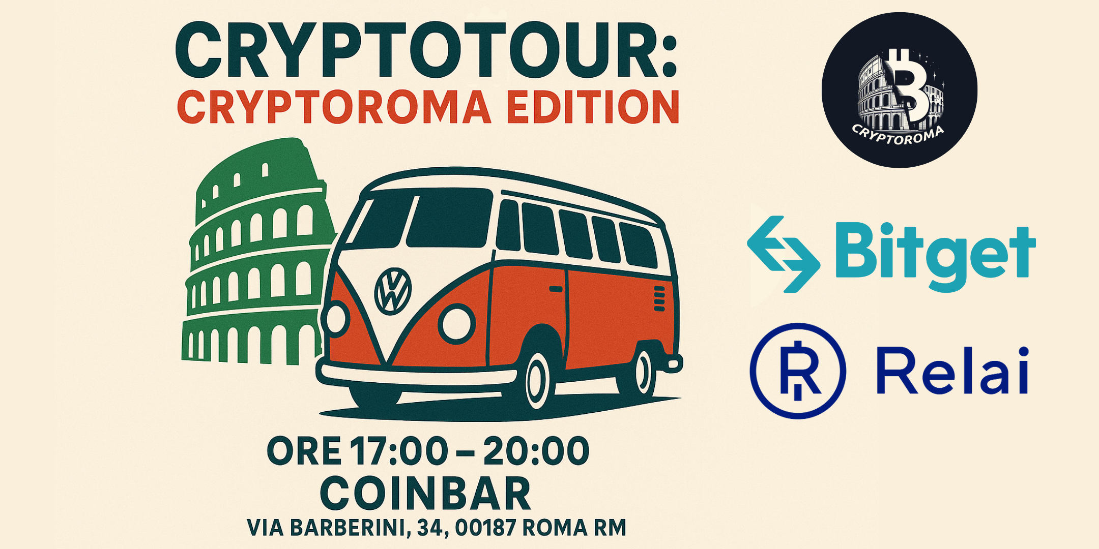 Evento CryptoTour: CryptoRoma Edition di Crypto Tour Italia a Via Barberini, 34, 00187 Roma RM