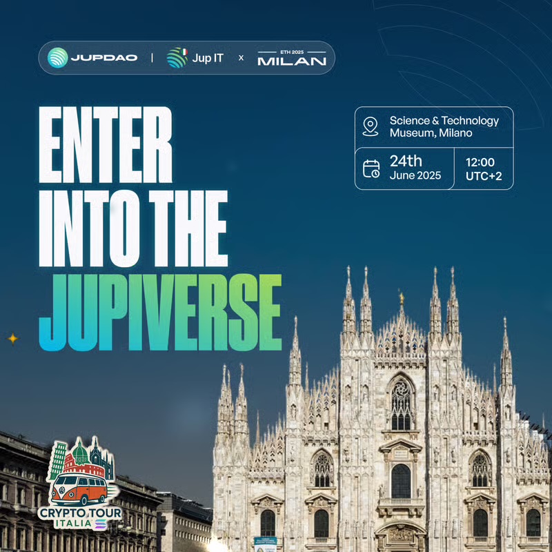 Evento Enter into the JUPiverse - Milano Edition di Crypto Tour Italia a Via San Vittore 21, Milano
